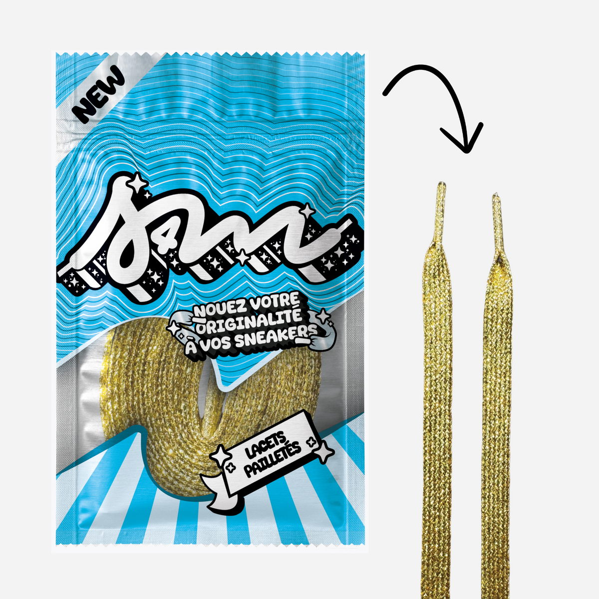 LACETS PAILLETTÉ OR