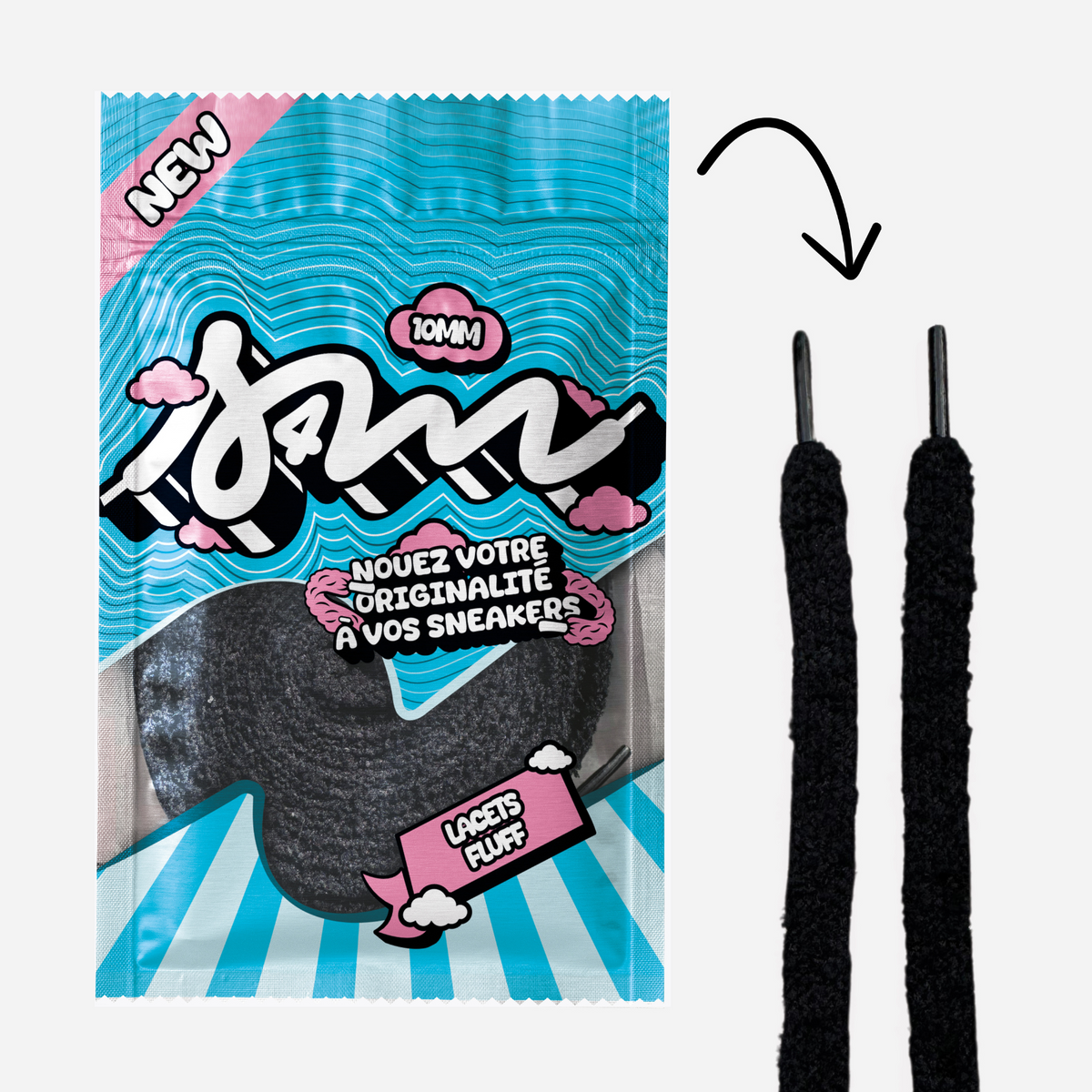 LACETS FLUFFY SLIM NOIR