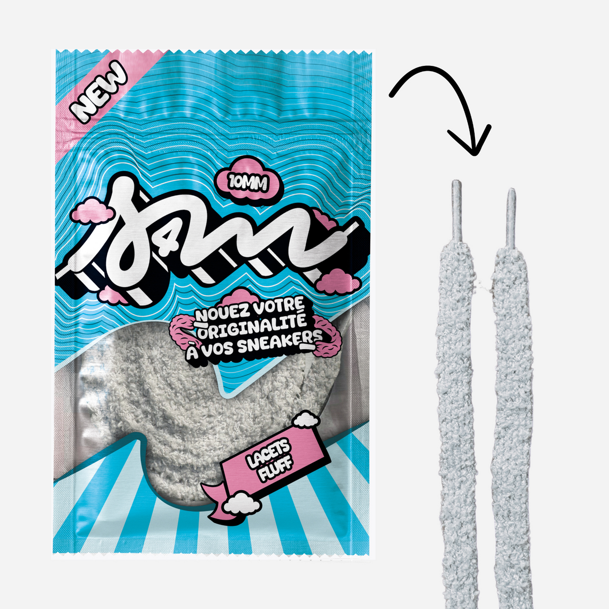 LACETS FLUFFY SLIM GRIS