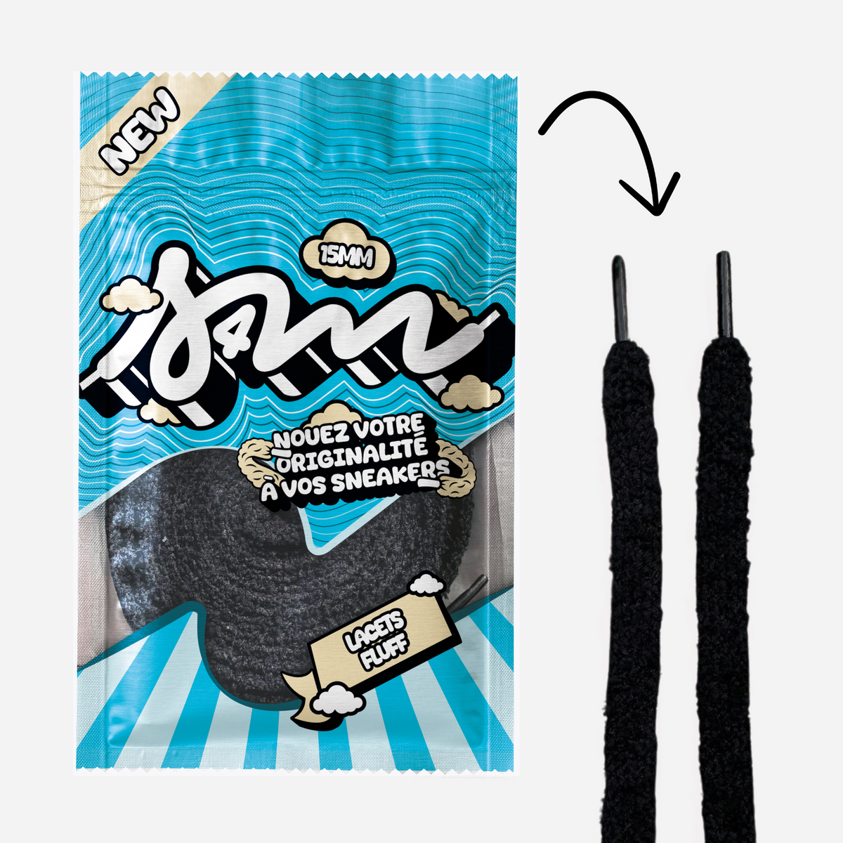 LACETS FLUFFY LARGE NOIR