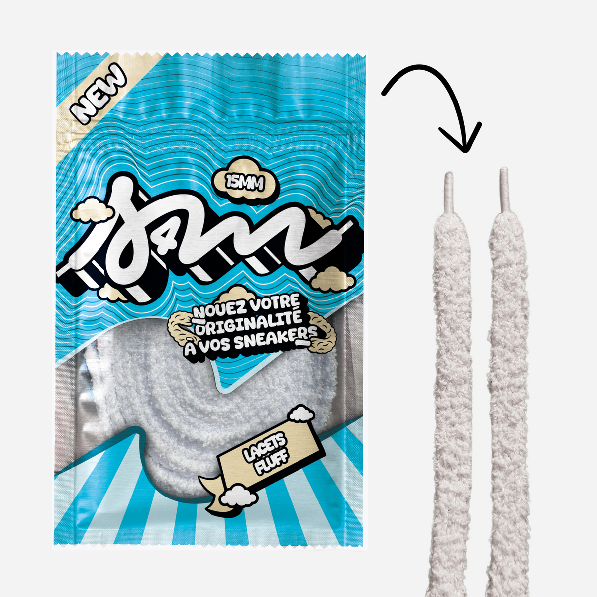 LACETS FLUFFY LARGE BLANC