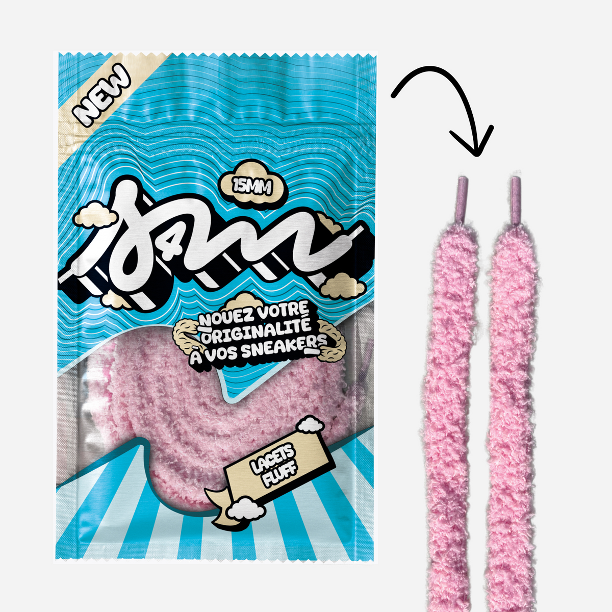 LACETS FLUFFY LARGE ROSE