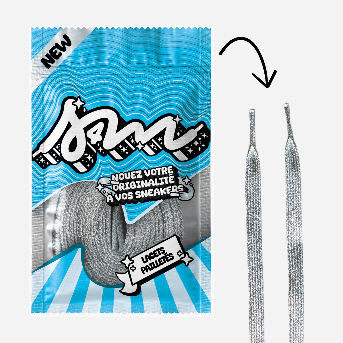 LACETS PAILLETTÉ ARGENTÉ