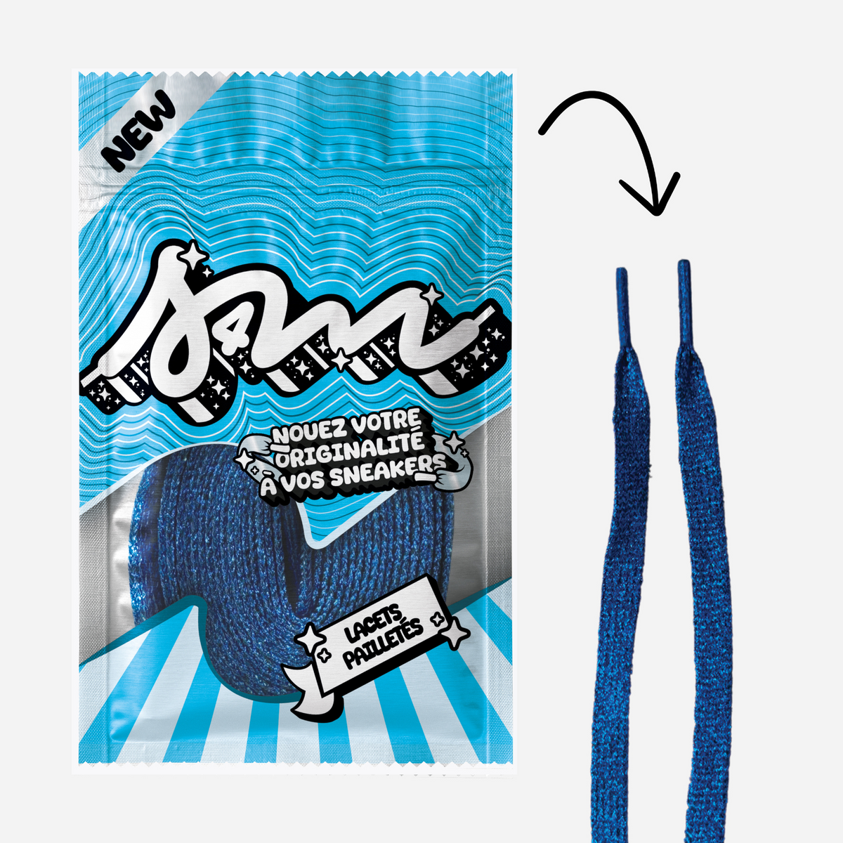 LACETS PAILLETTÉ BLEU ROYALE