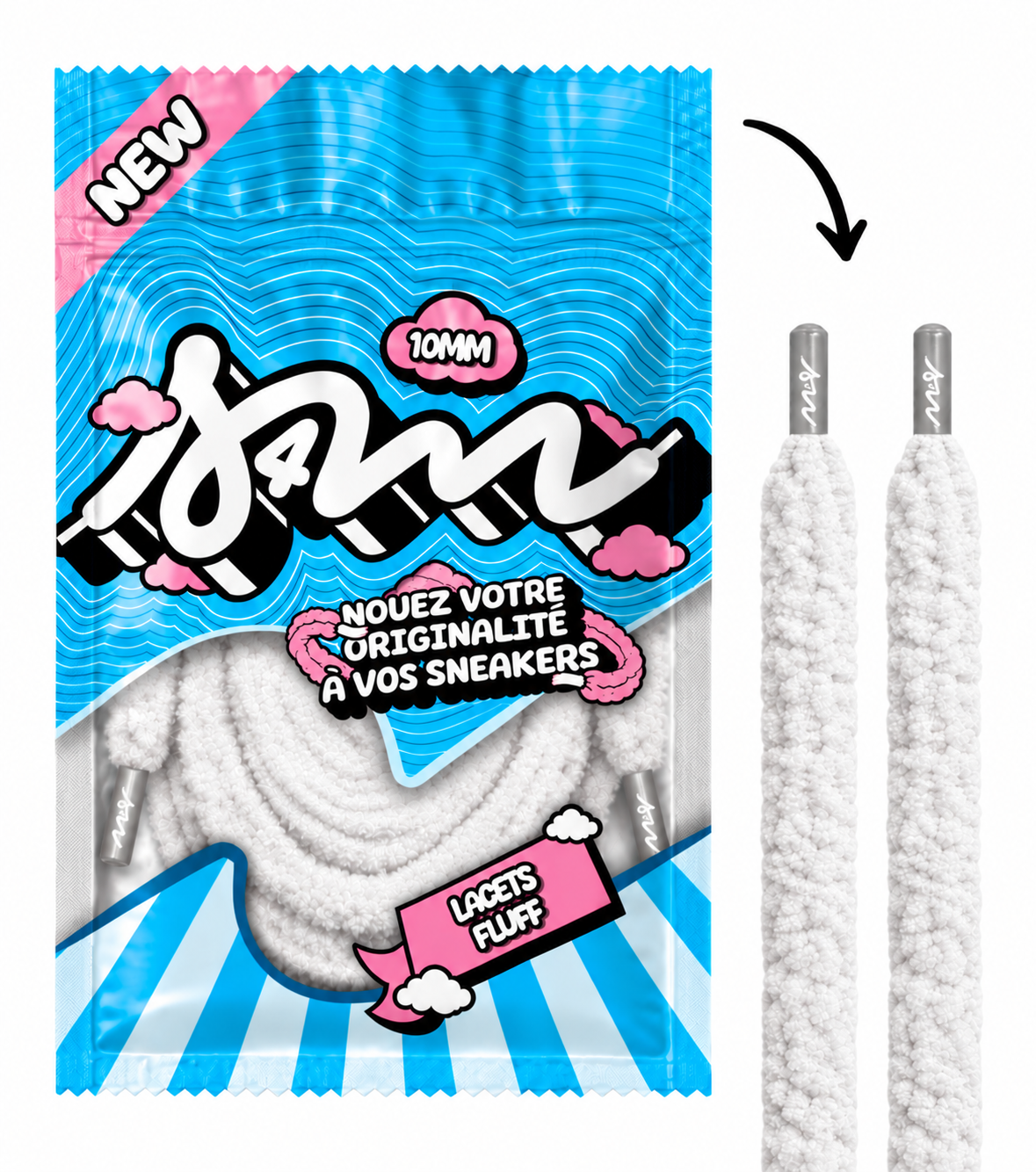 LACETS FLUFFY SLIM BLANC