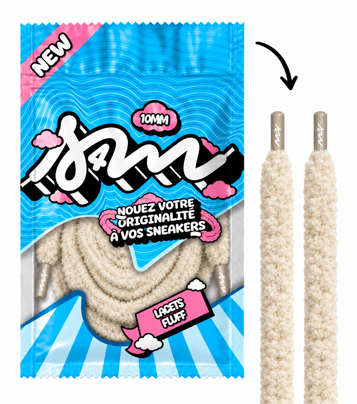 LACETS FLUFFY SLIM BEIGE