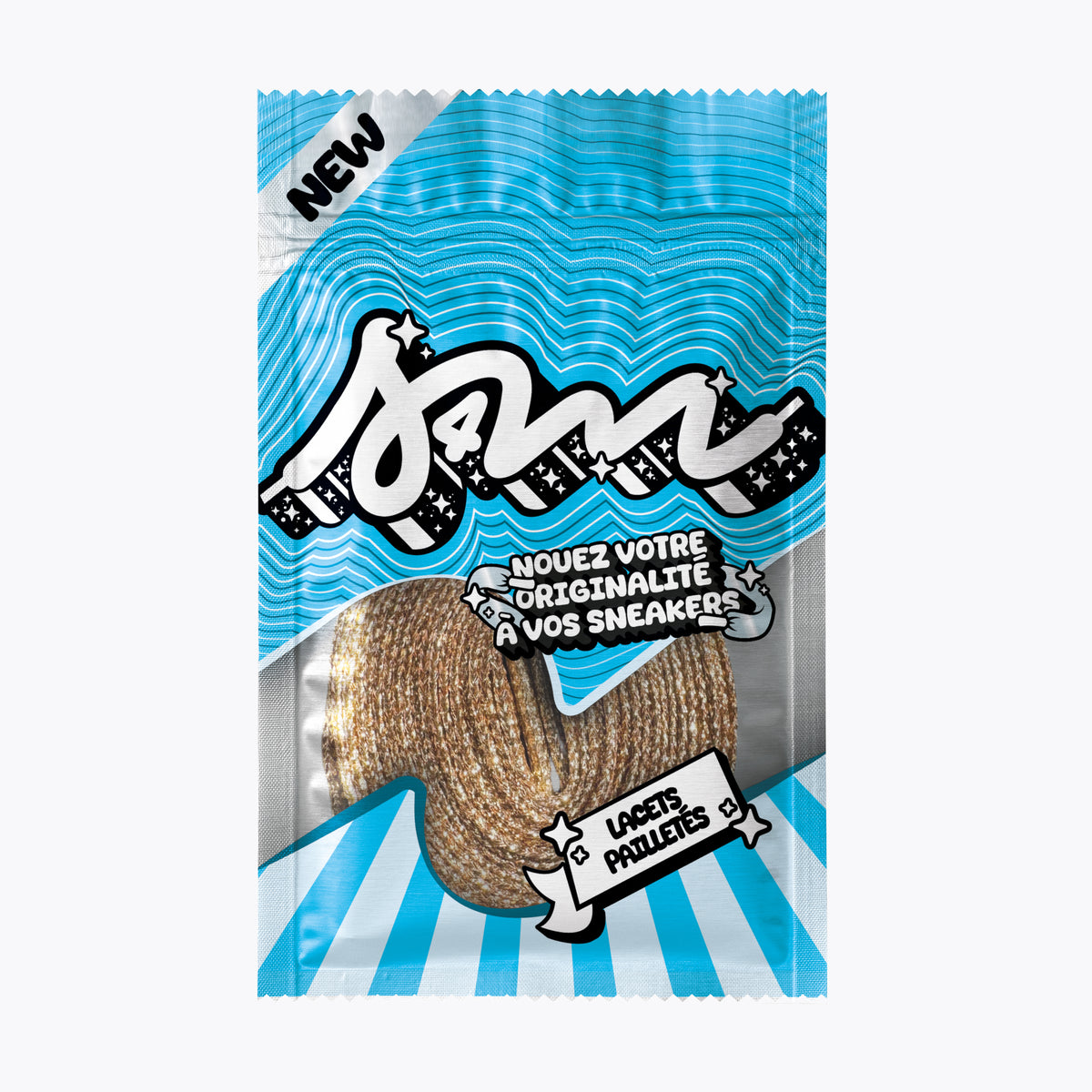 LACETS PAILLETTÉ OR ROSE