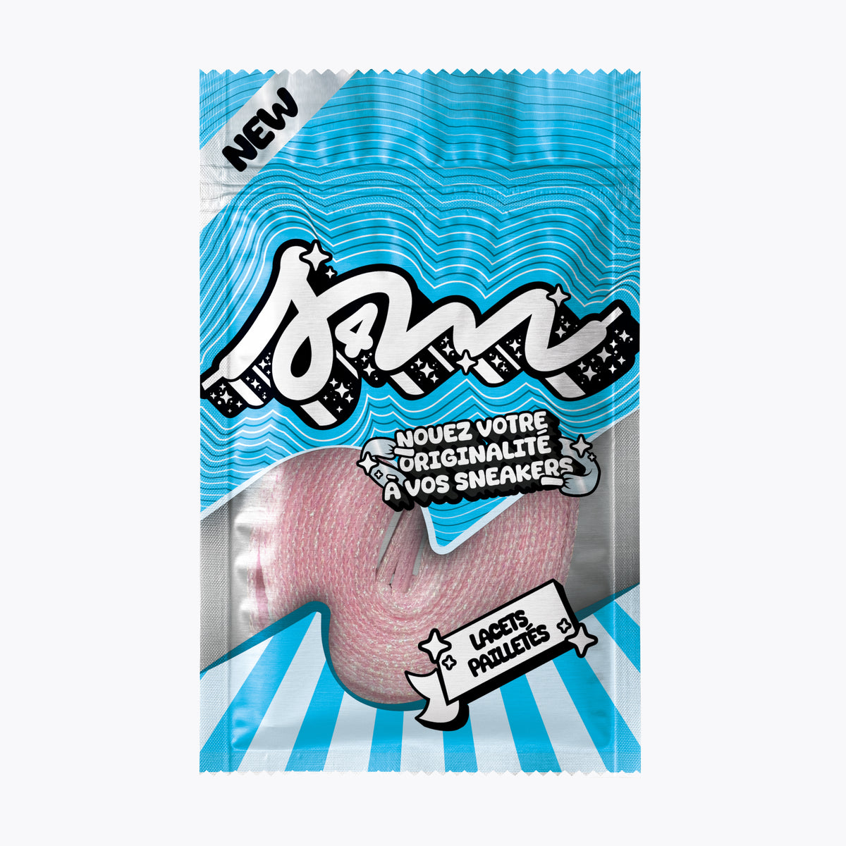 LACETS PAILLETTÉ ROSE PALE