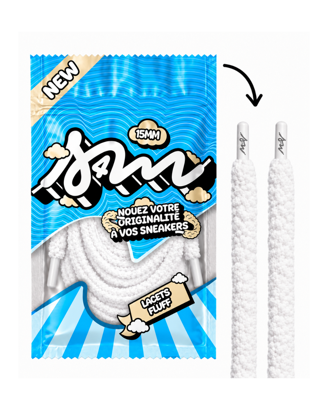 LACETS FLUFFY LARGE BLANC