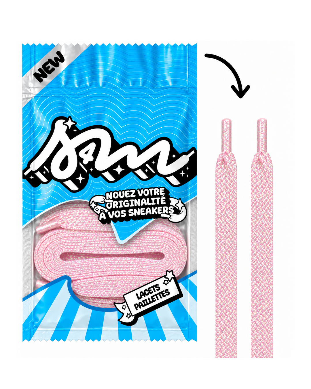 LACETS PAILLETTÉ ROSE PALE