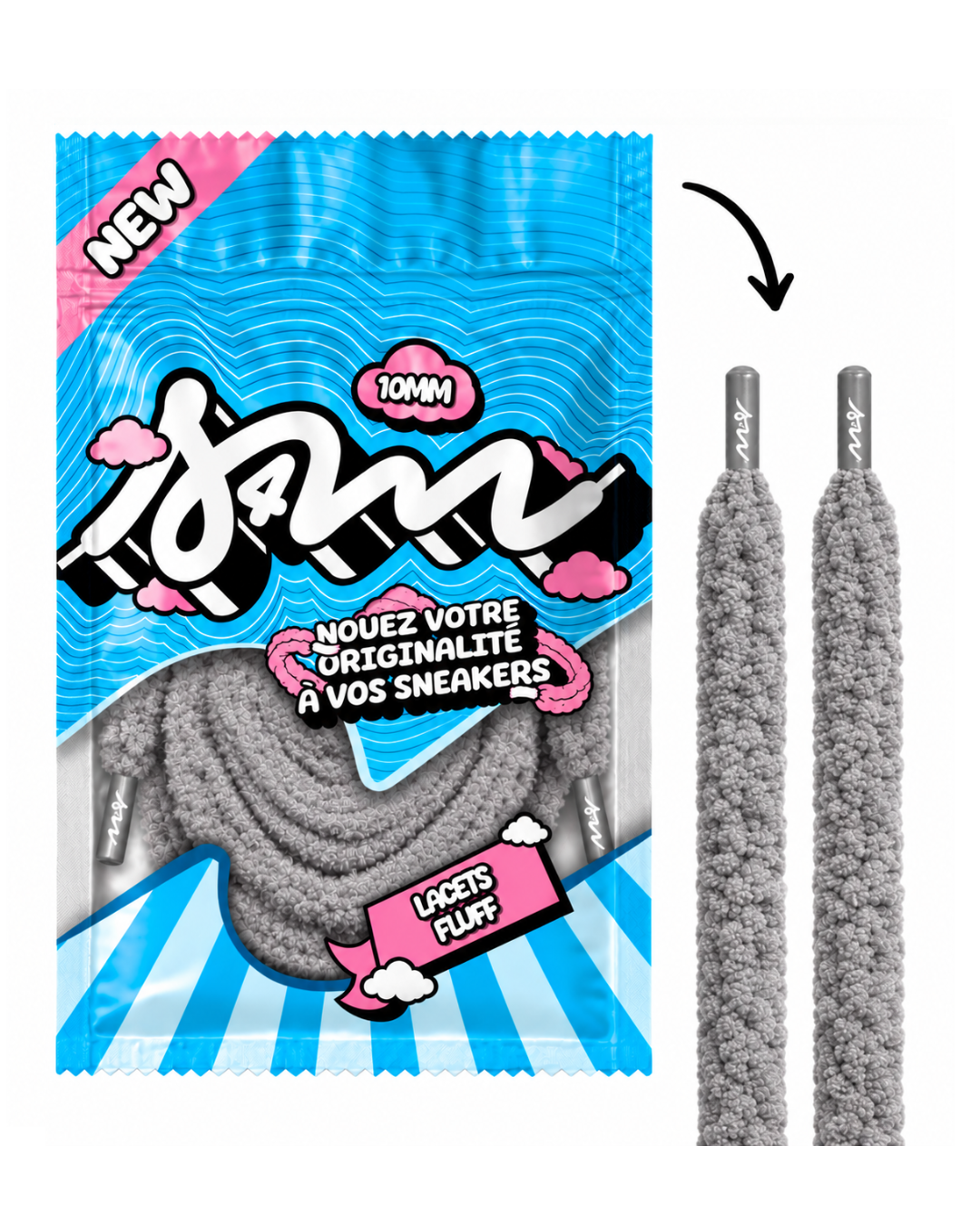 LACETS FLUFFY SLIM GRIS