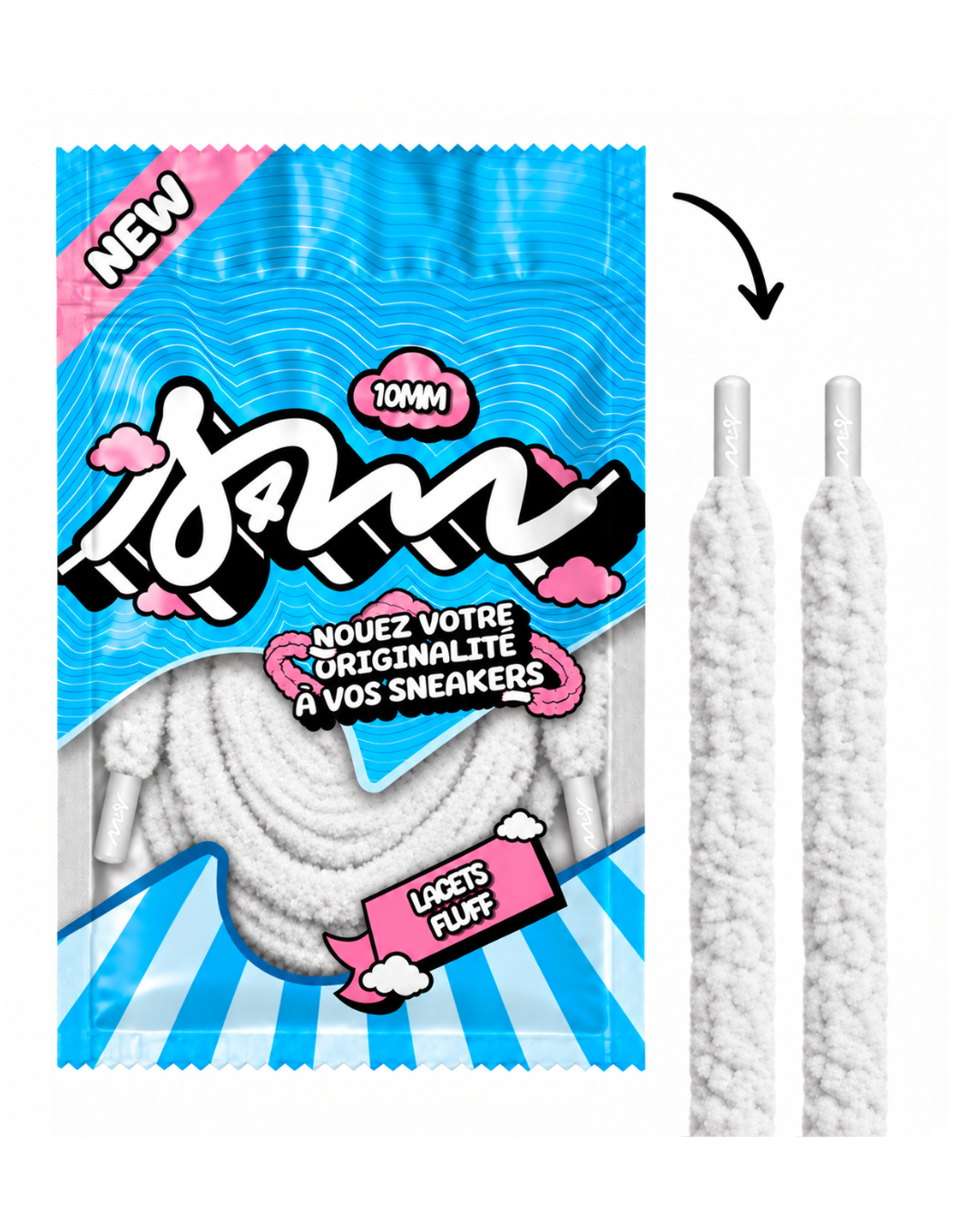 LACETS FLUFFY SLIM BLANC