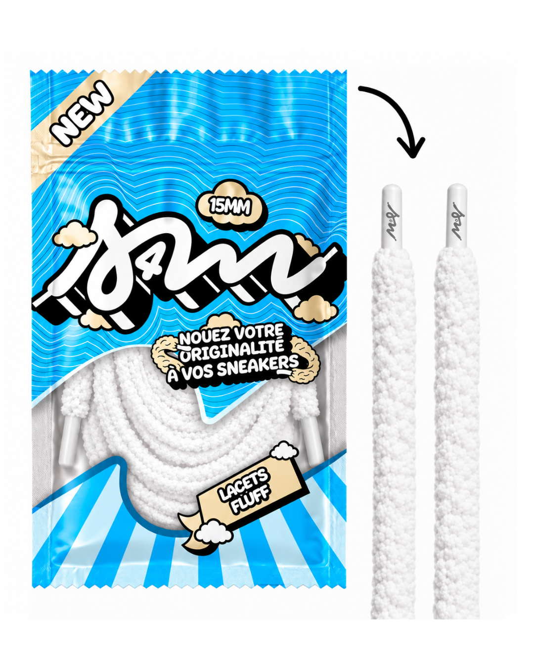 LACETS FLUFFY LARGE BLANC