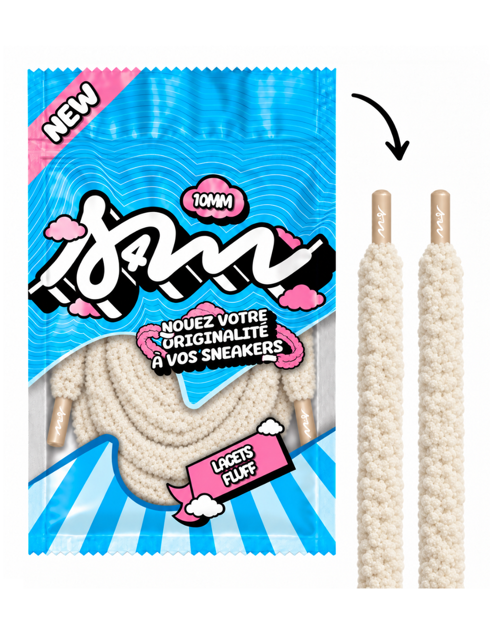 LACETS FLUFFY SLIM BEIGE