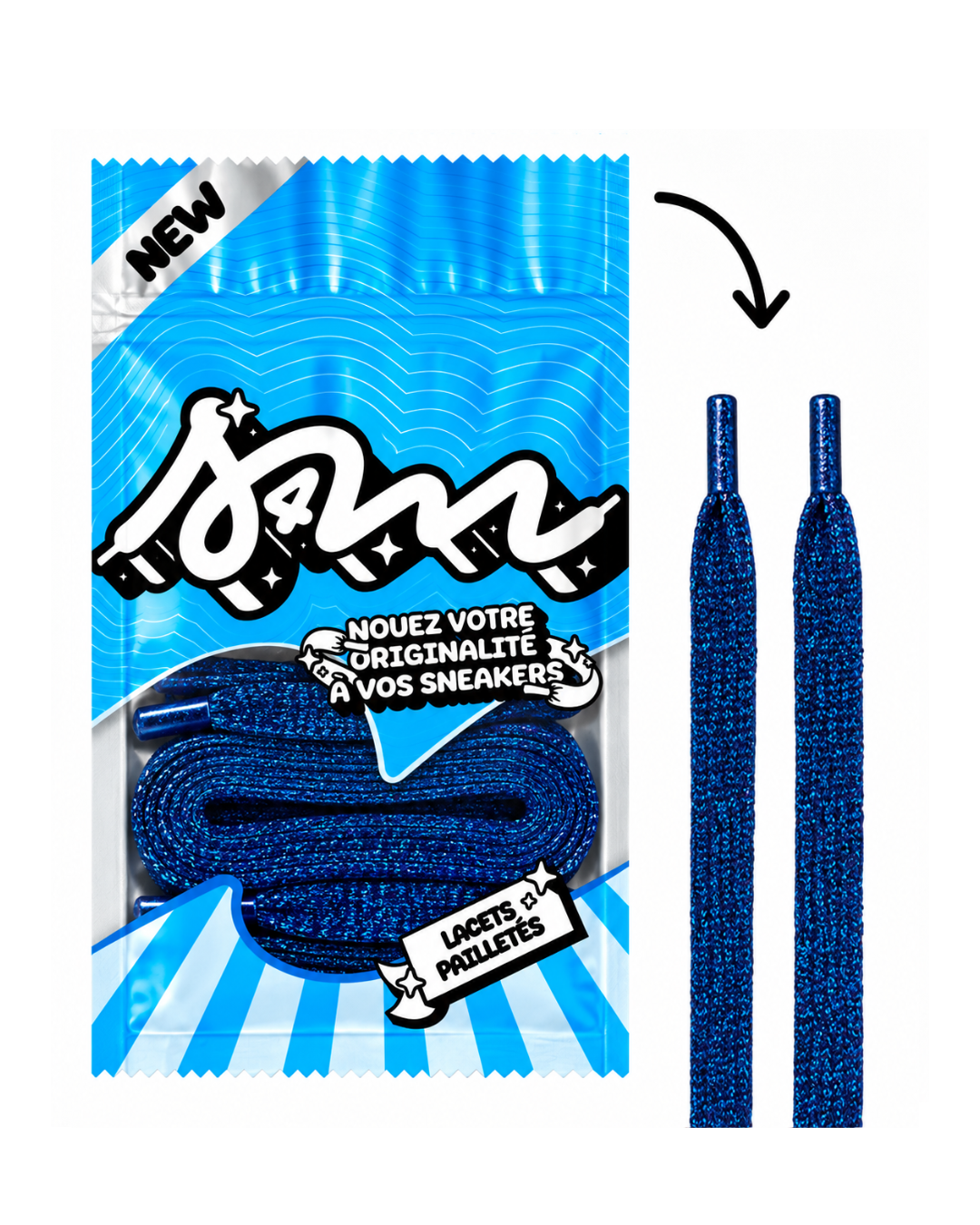LACETS PAILLETTÉ BLEU ROYALE