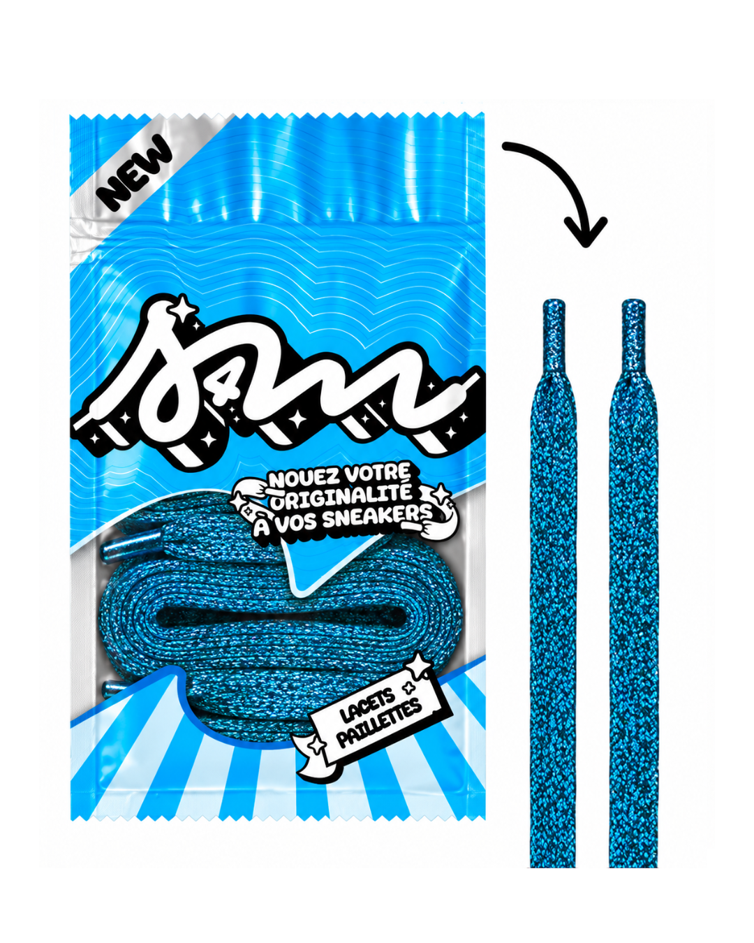 LACETS PAILLETTÉ BLEU CLAIRE