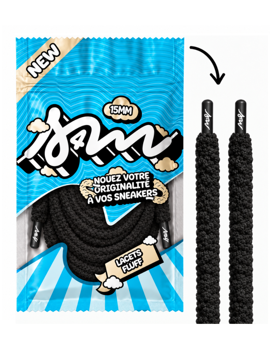 LACETS FLUFFY LARGE NOIR