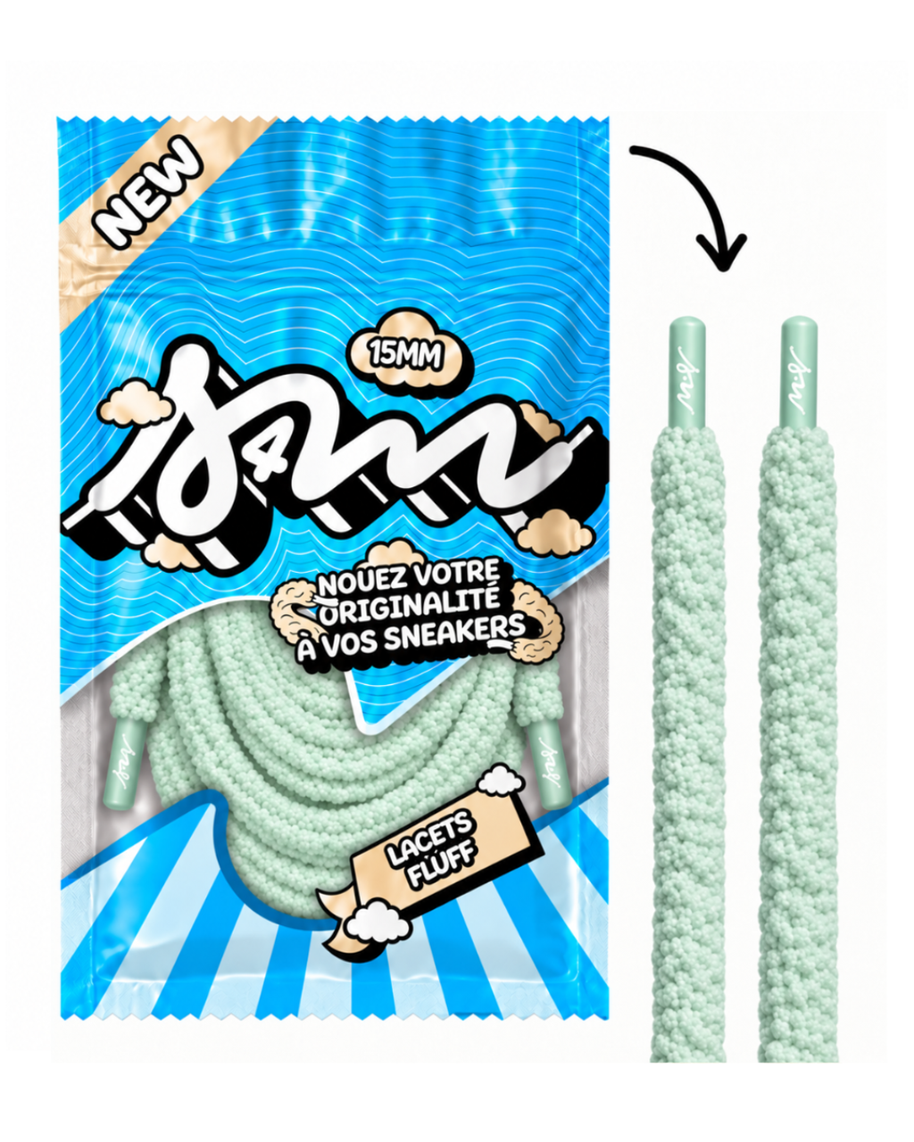 LACETS FLUFFY LARGE VERT