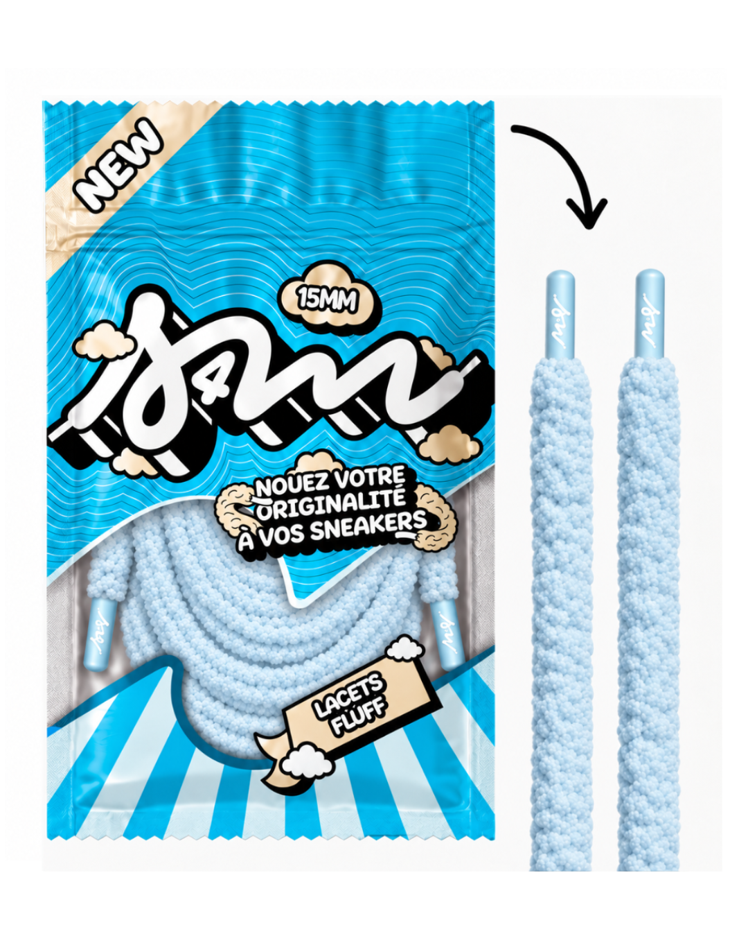 LACETS FLUFFY LARGE BLEU