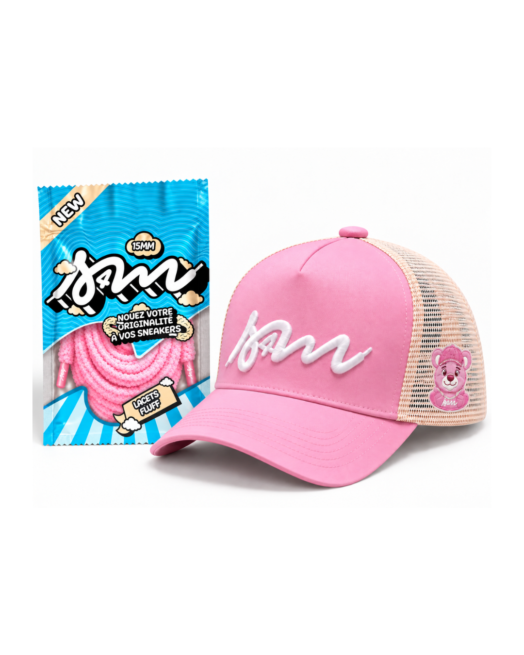 Pack Never Give Up Rose — Casquette et Lacets Fluffy
