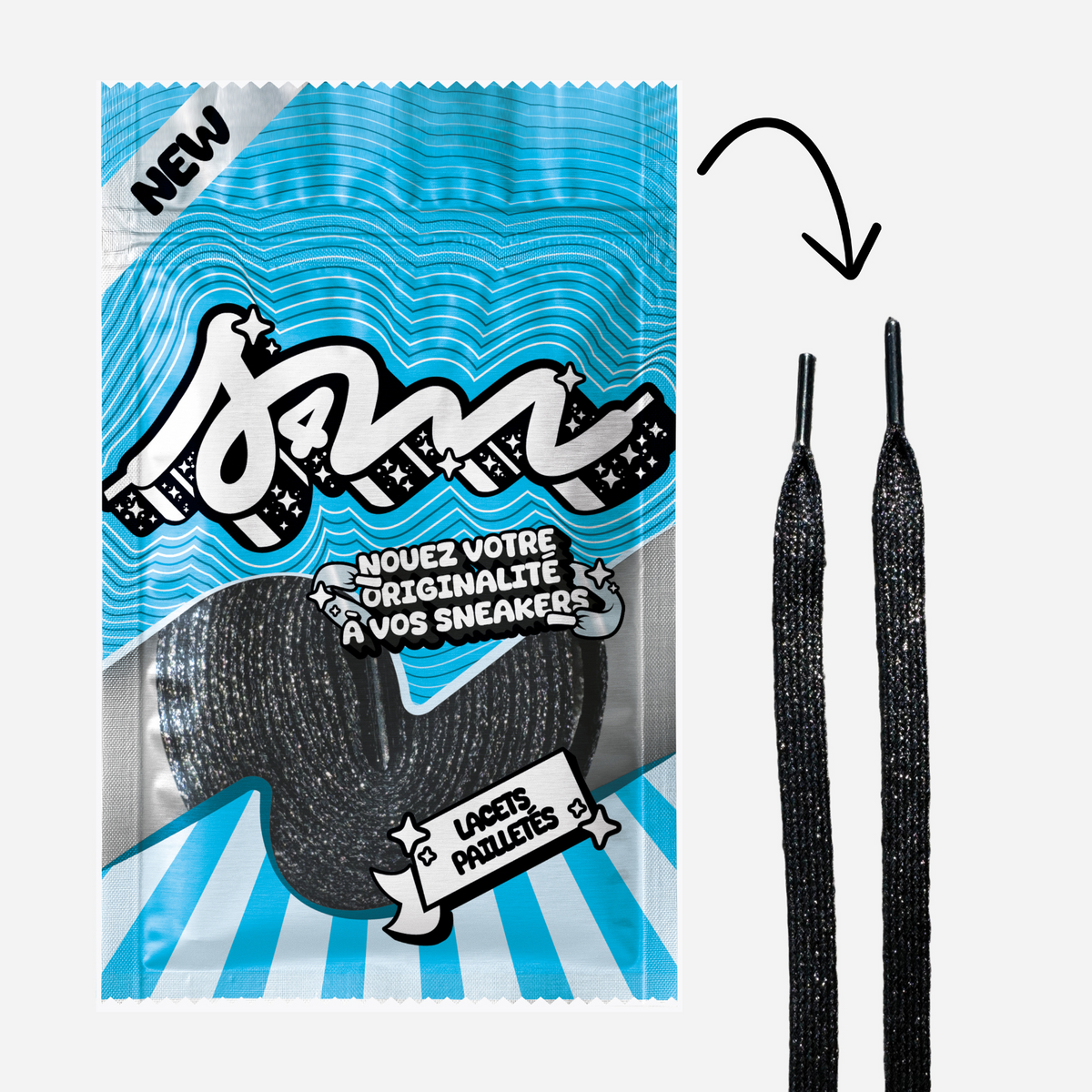 LACETS PAILLETTÉ NOIR