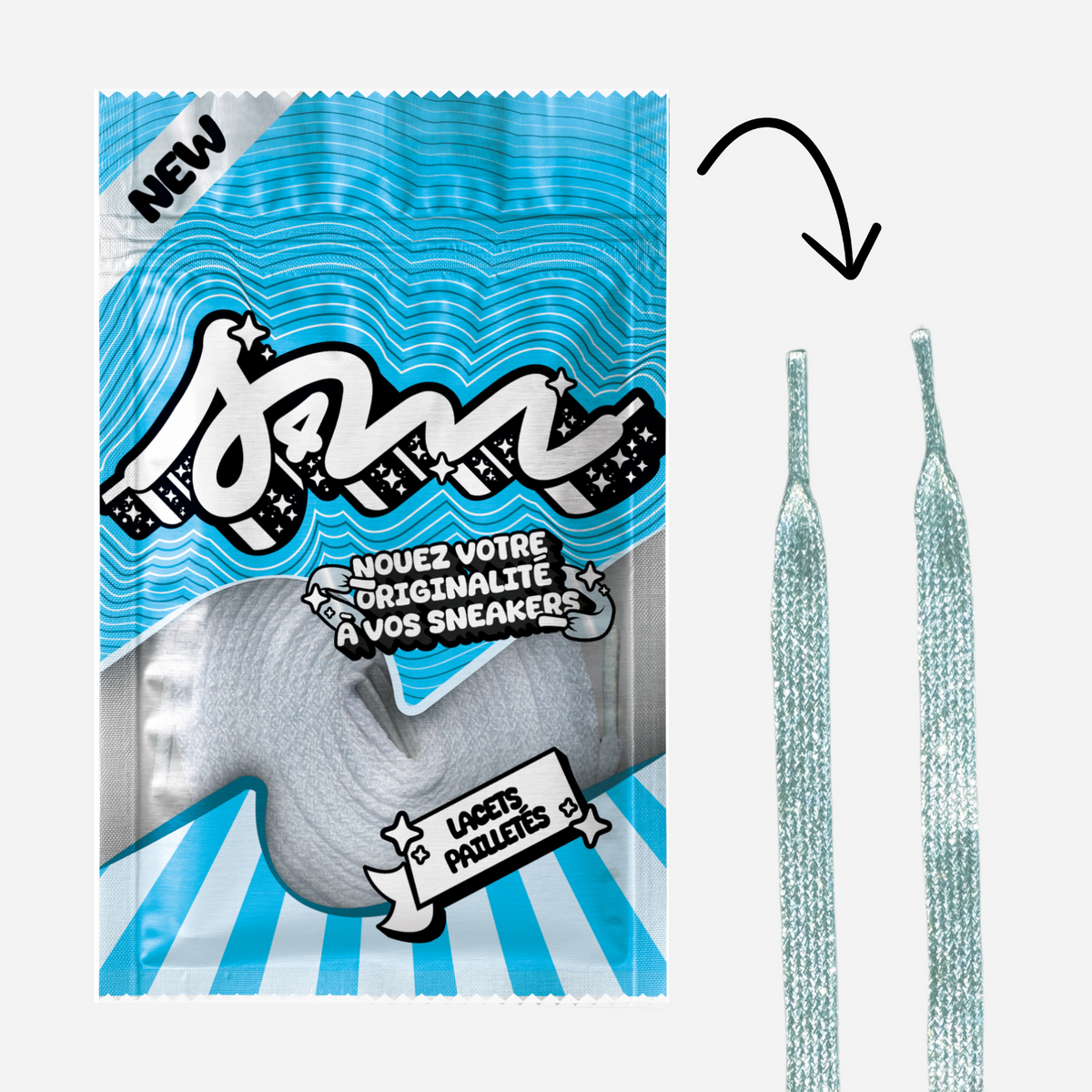 LACETS PAILLETTÉ BLANC