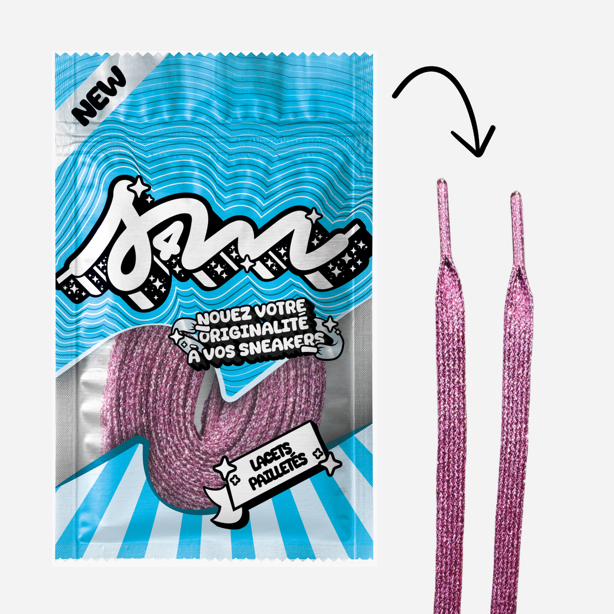 LACETS PAILLETTÉ ROSE