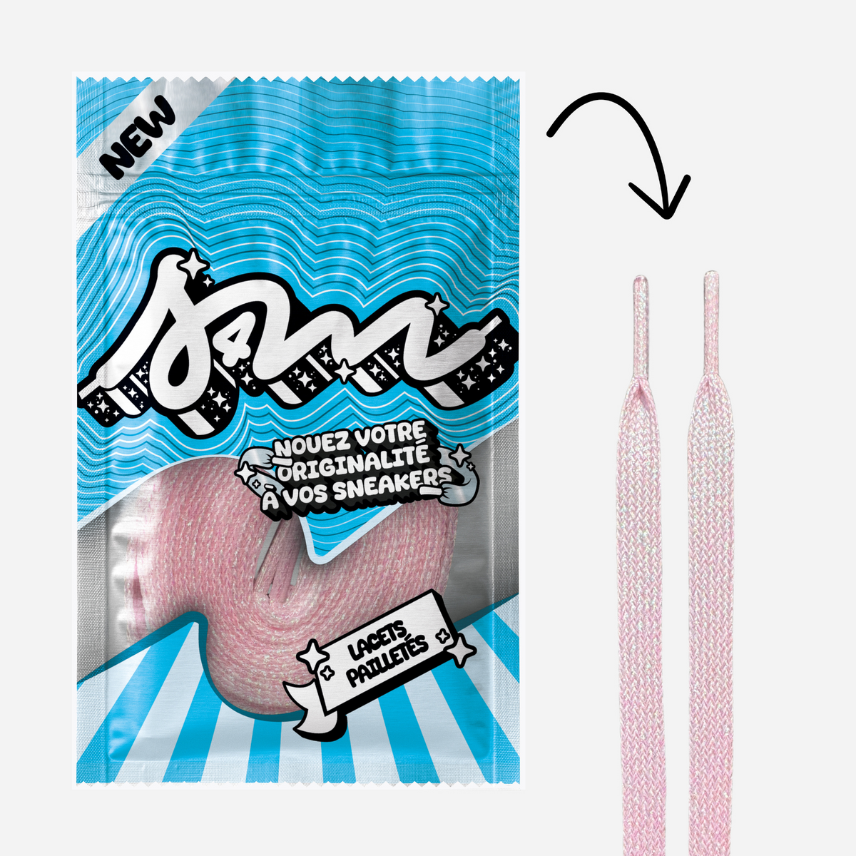 LACETS PAILLETTÉ ROSE PALE